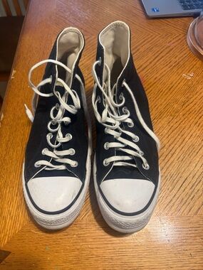 Converse Platform Classic Black High-Top Canvas Sneakers with White Accents